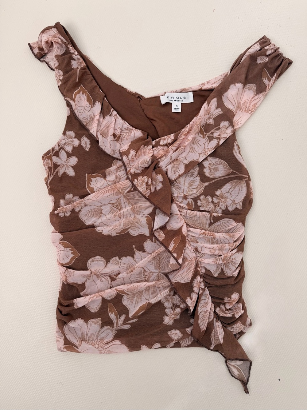 Kitious Los Angeles Floral Ruched Top - size Small - NWT